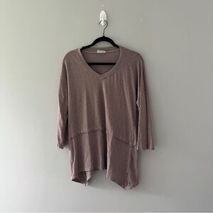 icantoo Linen V neck Tunic Blouse Size Large